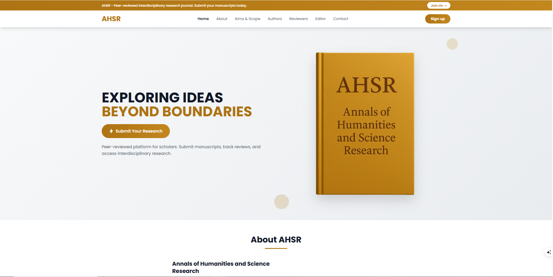 AHSR Journal Project Preview